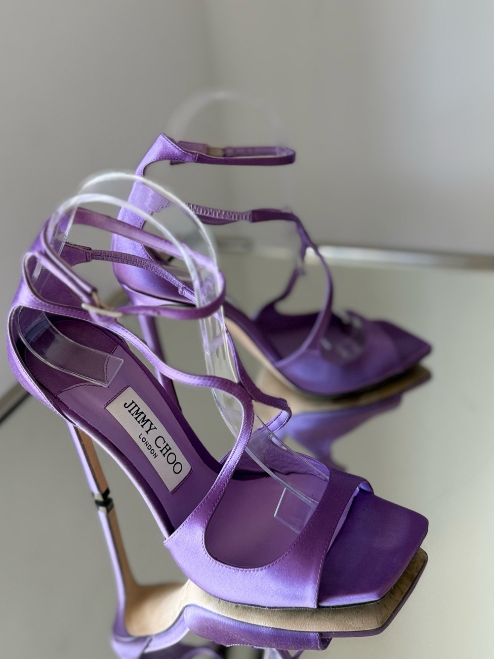 Like new JIMMY CHOO Azia 110 Wisteria Satin Sandals 37.5 - Picture 11 of 15